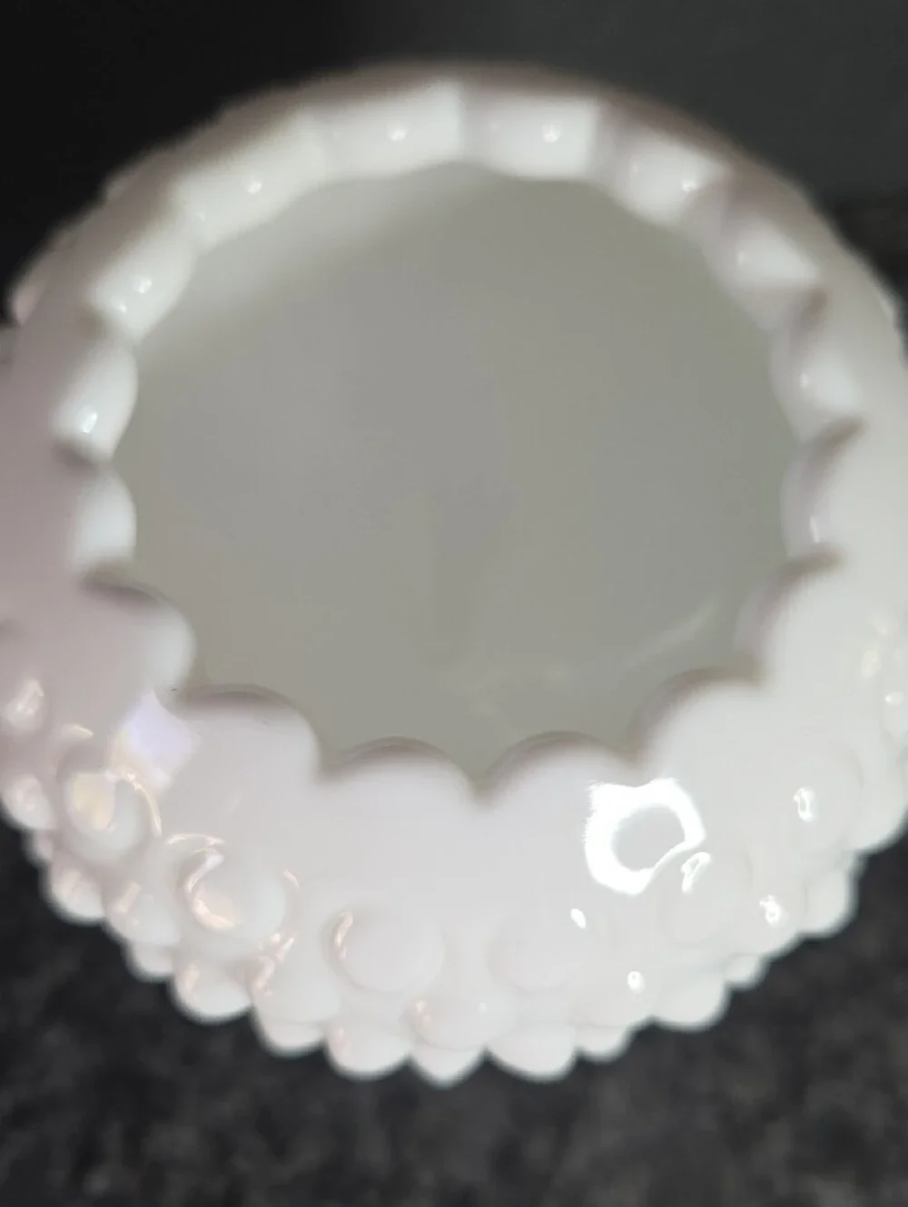 Vintage Fenton White Milk Glass Hobnail Pedestal Rose Bowl Vase